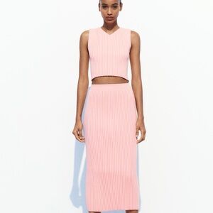 BLOGGERS FAV ZARA HIGH WAISTED KNIT RIBBED SKIRT